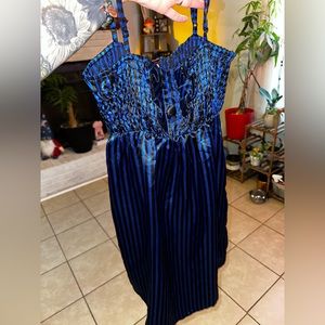 Blue pinstripe babydoll dress